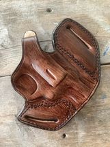Fits Smith&Wesson J-Frame 2”BBL Handmade Leather 2-Slot Belt Holster Thumb Break image 5