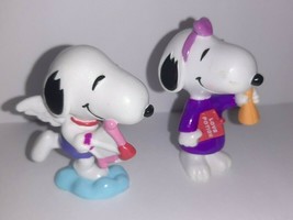 Vintage SNOOPY &amp; BELLE as Cupid &amp; Scientist Valentine&#39;s Day  PVC Figures 2.5&quot; - £9.36 GBP