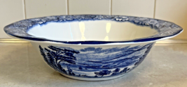 Round Vegetable Dish No Lid Liberty Blue Staffordshire England Small Chip - £23.94 GBP