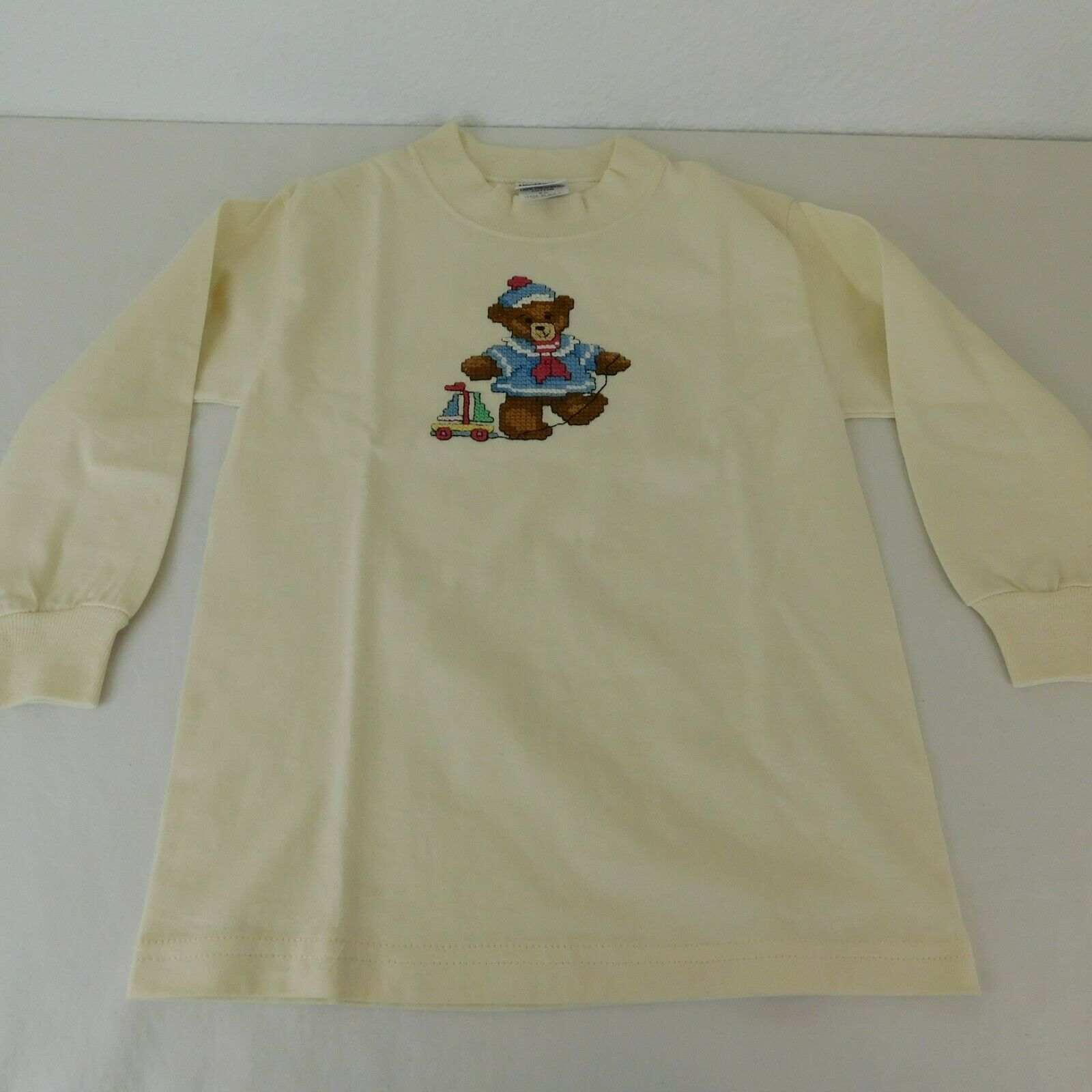 Sailor Teddy Bear Stitch a Shirt Completed on Long Sleeve Size XS Kids Shirt - £11.37 GBP