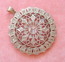 Antique .80ctw Rose Diamond Pendant 1920 &amp; 2.60ctw Diamond Platinum 40&quot; Chain - £3,511.19 GBP
