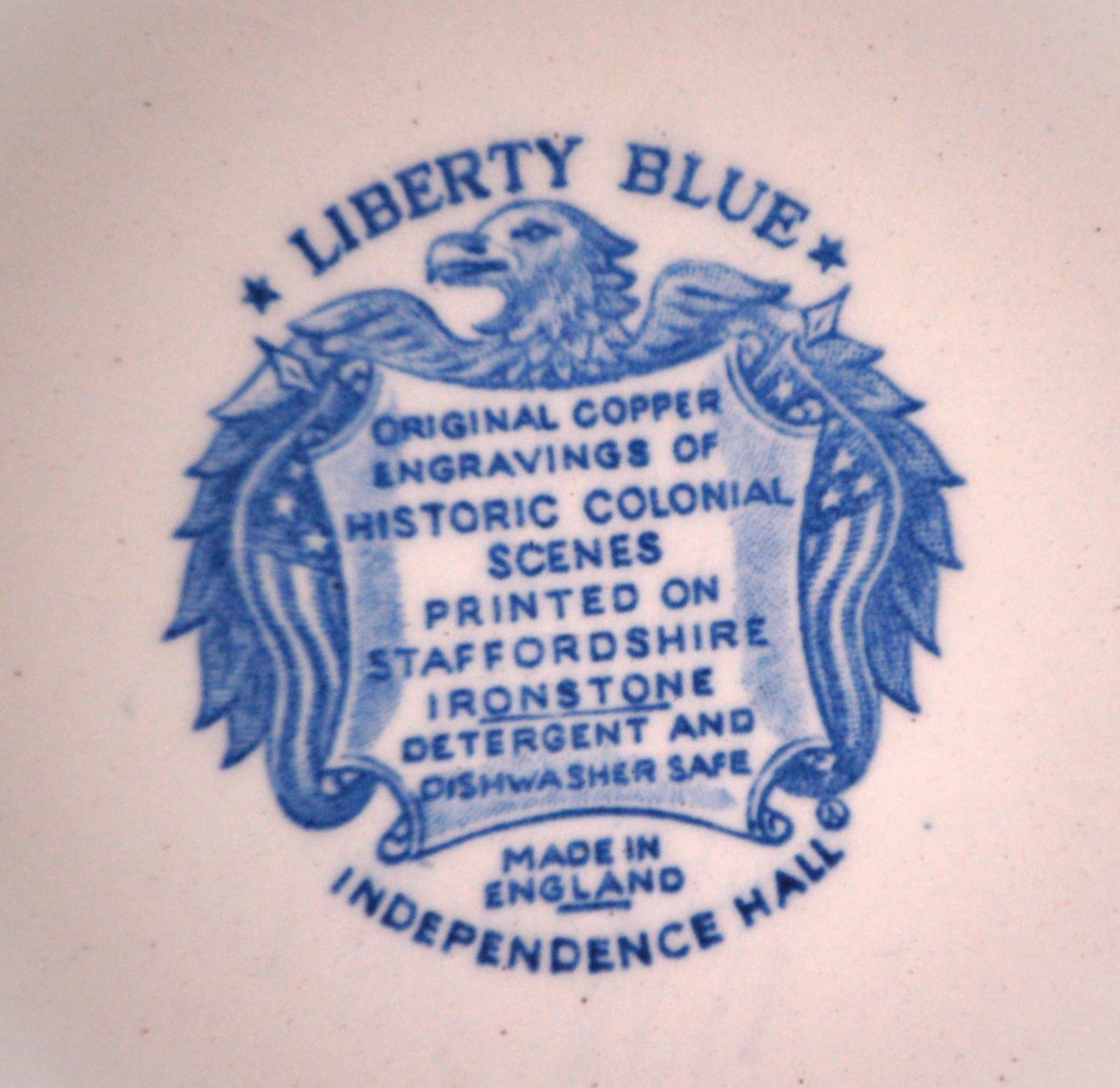 Liberty Blue Staffordshire Dinner Plate Blue & White Floral Rim Scenes in Center Item image 4