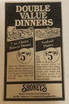 1980s Shoney’s Restaurant Vintage Print Ad Advertisement Atlanta Newnan PA1 - £6.04 GBP