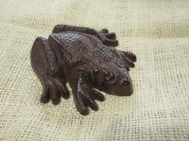 Cast Iron Frog Paper Weight Garden Yard Shelf Decor Figurine 3 1/2&quot; Rustic Toad - £10.95 GBP