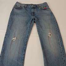 Levi's 501 Women's Cotton Blue Denim Pockets Jeans Measured Size (30"×27") image 12