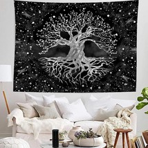 Tree of Life Tapestry Wall Hanging - Bohemian Hippie Wishing Tree Black and Whit - £23.18 GBP