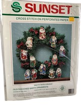 Sunset Old Fashioned Santa Ornaments counted cross stitch kit 18309 - New - £21.66 GBP