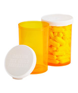 50 Pack Empty Pill Bottles W/ Caps For Medication, Orange 20 Dram Plasti... - £29.89 GBP