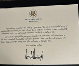 TRUMP WHITE HOUSE CARD EAGLE SCOUT OFFICIAL SIGNED DONALD SIGNATURE REPU... - £20.73 GBP