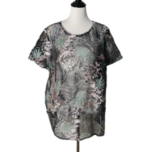 Lane Bryant Floral Embroidered Blouse Sheer See Through Top Plus Size 18 20 - £22.29 GBP