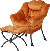 Welnow Lazy Chair With Ottoman, Modern Lounge Accent Chair With, Reddish Brown - £130.72 GBP