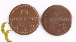 1797A-1798A France Centime Lot (VF-XF, 2 coins) Paris Mint (L&#39;AN 6 &amp; 7) KM-646 - £81.31 GBP