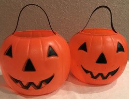 2 Vintage Empire Blow Mold Jack O’Lantern Candy Buckets Pumpkin Treat Pa... - £21.32 GBP