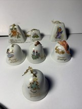 Vintage Ceramic Christmas Bell Ornament Lot of 7 Made in Japan Merry Christmas - £11.89 GBP