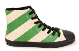 Calvin Klein Green &amp; Cream Stripe Carizma Suede High Top Sneakers Women&#39;... - $200.00