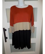 Indigo Soul Dress Bell Sleeve Colorblock Boho Orange Black Beige Size S ... - $31.20 CAD