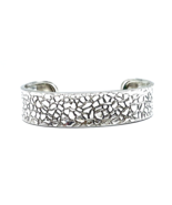 Solid 925 Sterling Silver Etched Pebbled Cuff Bracelet - $71.28