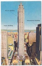 New York Postcard NYC Rockefeller Center RCA Times &amp; International Buildings - £1.57 GBP