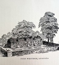 Fort Western Augusta Military Maine 1924 Art Print Antique New England D... - £15.66 GBP