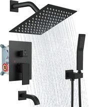 Aolemi Rainfall Shower System 8 Inch Matte Black Shower Head Combo Set With Tub - £152.66 GBP