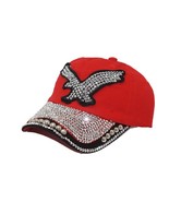 Red - Eagle Baseball Cap Wash Dad Sparkle Cap Design Adjustable Strap Un... - $29.18