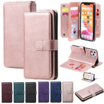 For iPhone 11 12Pro Max XR 7 8+ Luxury Flip Leather Wallet Card Purse Ca... - £50.13 GBP