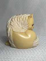 NETSUKE Carved Resin Button Fastener Toggle Mini Art Cat Lion Long Mane Animal - £32.10 GBP