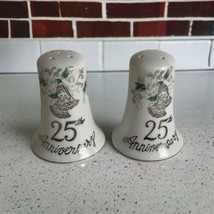 ViTG Lefton Japan Porcelain Salt &amp; Pepper Shaker 25 Year Anniversary Bel... - $23.11