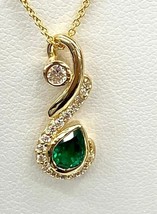 1.50Ct Pear Cut Lab-Created Emerald Women Pendant 14k Yellow Gold Plated - £117.49 GBP