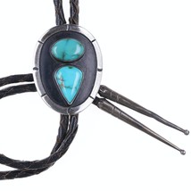40&#39;s-50&#39;s Navajo Sterling and turquoise bolo tie - £193.64 GBP
