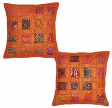 Indian Embroidery Sequin Patchwork Pillow Cushion Cover Traditional handmade - £19.43 GBP