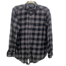 CLUB ROOM Men&#39;s Black Gray Flannel Long Sleeve Plaid Button Down Shirt L... - £7.45 GBP