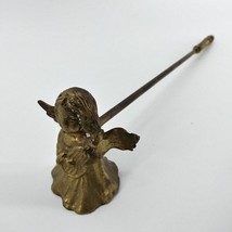 Vintage Brass Cherub Angel Playing Instrument Candle Snuffer Wings Holiday Cute - £25.08 GBP