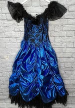 Vintage Loralie Metallic Ruffle Lace Prom Dress Saloon Size 10 Off Shoul... - $247.45