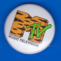 Vi Nt Ag E Original Mtv Logo Music Button Pin Pinback Music Television Tiger Stripe - £7.86 GBP
