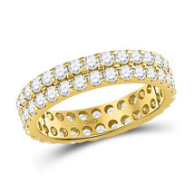 14kt Yellow Gold Womens Round Diamond Double Row Eternity Wedding Band 2... - £2,045.19 GBP