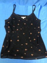 Cabi Black Floral Camisole Women's Size M Spaghetti Strap Layering Tank Top - $7.91