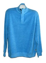 Surfsidesupply Men’s Blue Terry Cotton Long Sleeve Half Zipper Sweater Sz L - £35.68 GBP