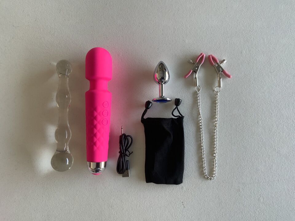 4 piece Lot  Dildo, Vibrator, Nipple Clamps And Butt Plug - $26.00