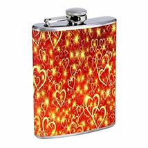 Heart Red Light Hip Flask Stainless Steel 8 Oz Silver Drinking Whiskey Spirits E - £7.43 GBP