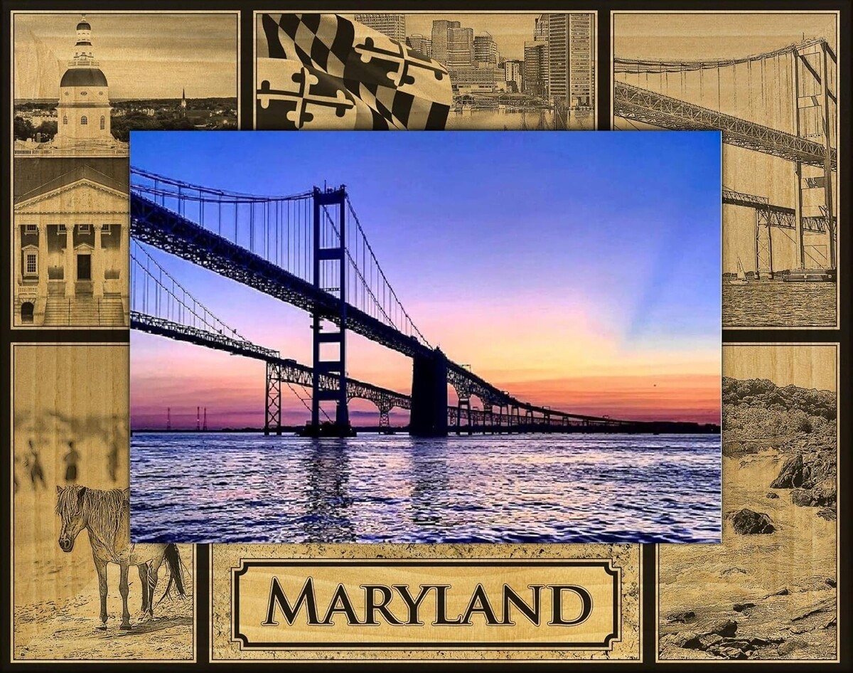 Maryland Montage Laser Engraved Wood Picture Frame Landscape (8 x 10) - $52.99