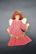 Wooden Christmas Angel Hanging Wall Ornament Holiday Decor Garland Tinsel - $19.99