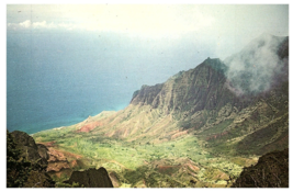 Kalalau Lookout Ocean View Thru Fog Napali Coast Kauai United Airlines Postcard - £6.25 GBP