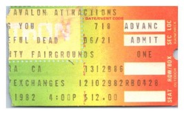 Grateful Dead Concert Ticket Stub July 18 1982 Ventura California - £35.55 GBP