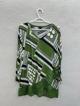 New Direction Womens Tunic Size Medium Green Abstract Long Sleeve - $12.18