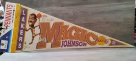 Magic Johnson Wincraft 90s Los Angeles Lakers Fabric Pennant NBA Large 30x12 - £33.38 GBP