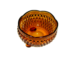 Indiana Glass Amber Candy/Trinket Dish Diamond Point 3 Footed Scalloped ... - £10.02 GBP