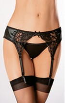 Escante Black Lace Garter Belt &amp; Stockings Size Set One Size Style 54006 - £12.60 GBP