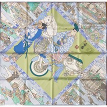 Hermes Scarf Les Artisans d&#39;Hermes 90 cm Silk Carre green blue samurai - £1,052.61 GBP