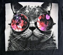 Cat in Space Glasses Outer Space Black T Shirt  Popular Poison Mens Size... - $19.99